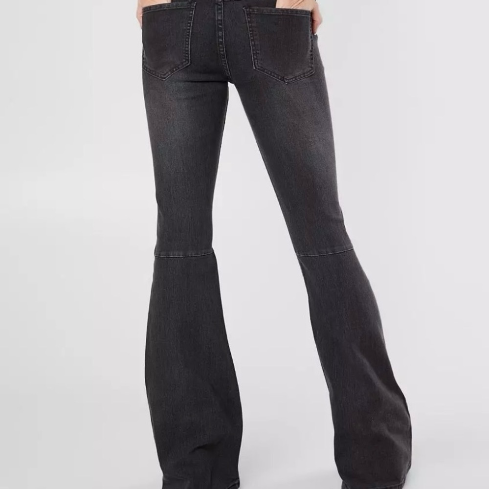Newbury Kustom Flare Pull On Black Jeans Women’s M Stretch Boho Indie 70s Hippie - Picture 3 of 9